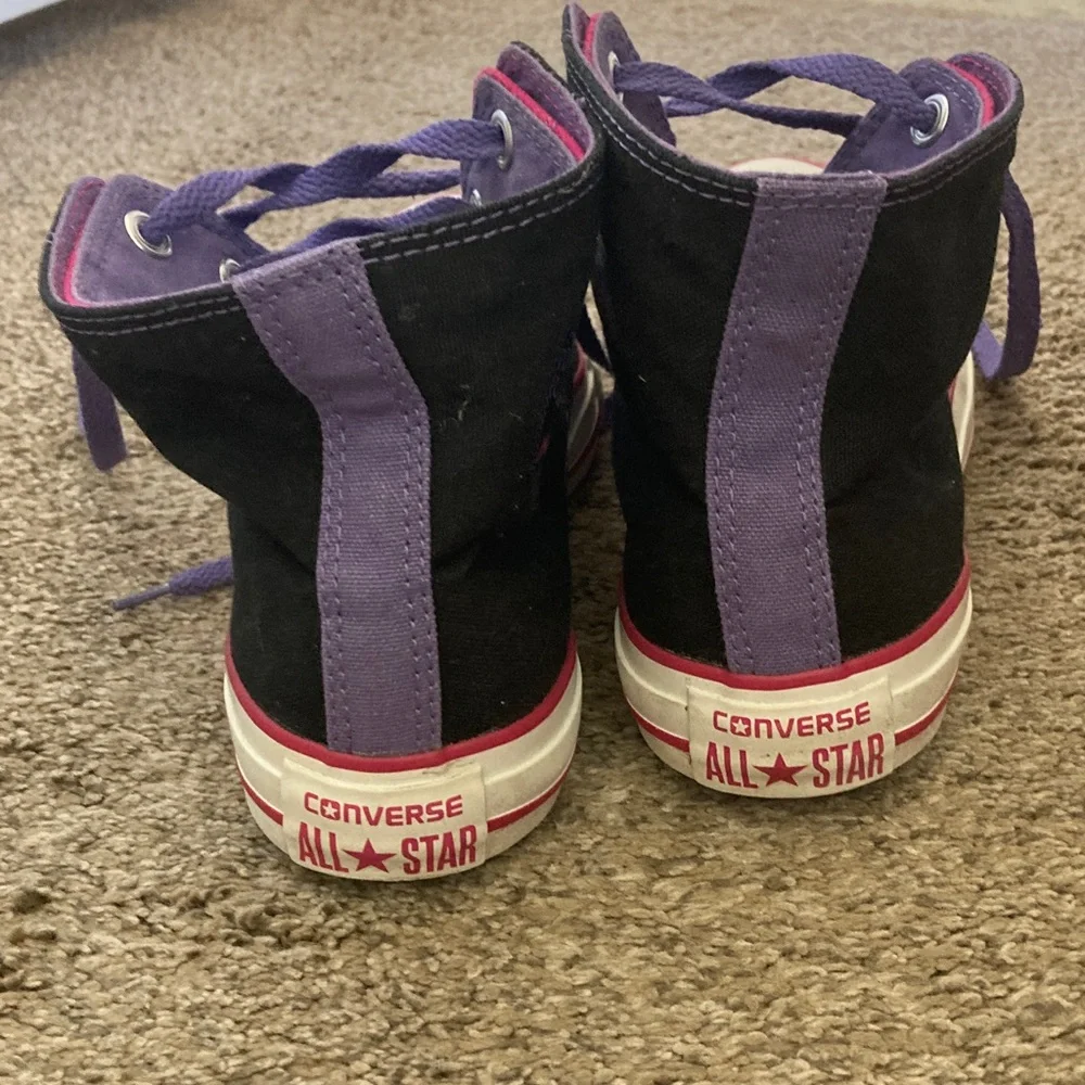 Black and Purple High-Top Converse - Picture 4 of 7